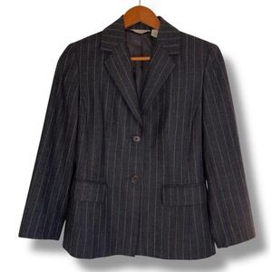 Brooks Brothers 346 Women's 4 Wool Blazer Suit Jacket Gray & White Pinstripe EUC